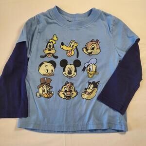 Disney Classic Character Faces toddler boys 5T layered long-sleeve shirt blues